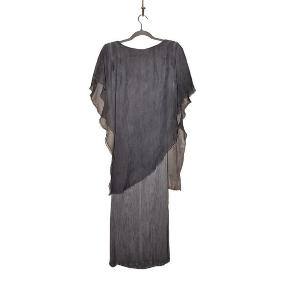 SOFT SURROUNDINGS $159 Scoop Neck Layered Ruffle Kaftan Dress Gray Medium - Picture 2 of 4